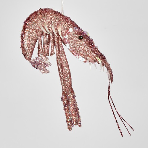Glitter Prawn Pink Sequin Hanging Decoration 20cm