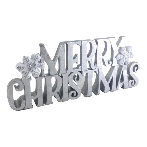 Silver Merry Christmas Sign 30cm