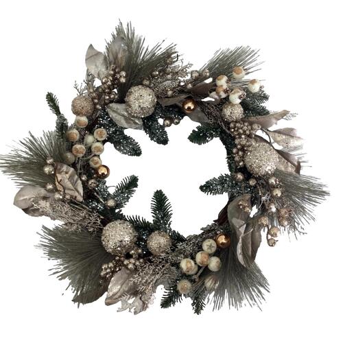 Champagne Leaf Green Wreath 60cm