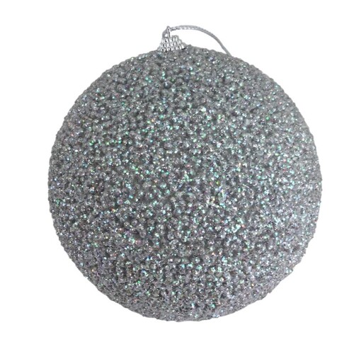 Silver Medium Glitter Ball 15cm