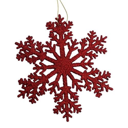 Red Snowflake Hanging 15cm