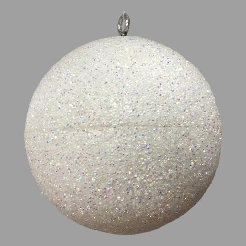 White Glitter Ball Hanging 20cm