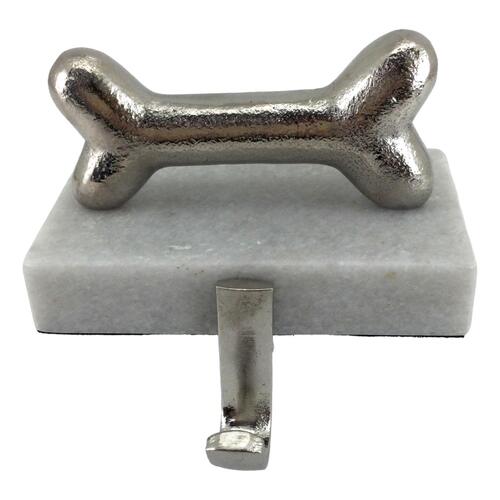 Silver Dog Bone Stocking Hanger 13cm