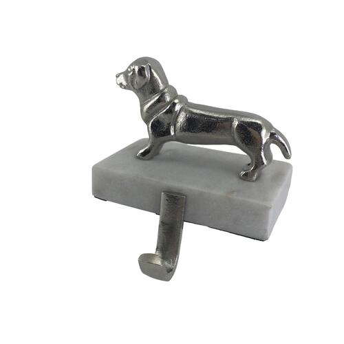 Silver Dog Stocking Hanger 13cm