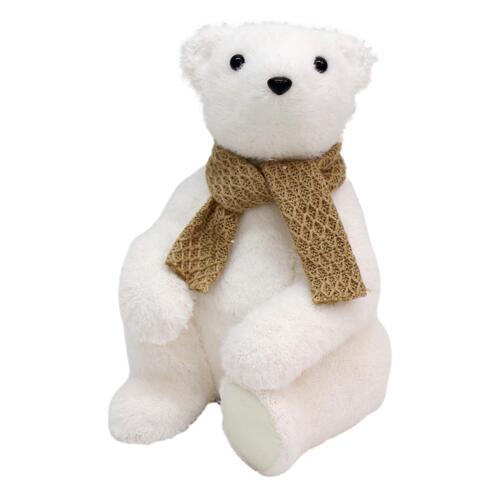 White Sitting Bear Gold  22cm