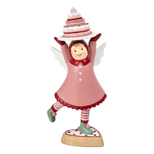 Pink Angel Holding Cake 65cm