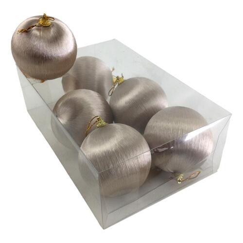 Champagne Silk Ball Hanging 6pk 8cm