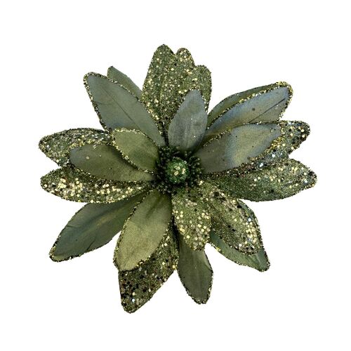 Sage Glitter Poinsettia 30cm