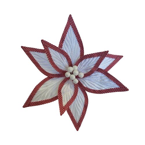 White Red Poinsettia 30cm