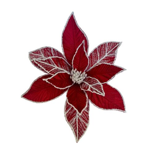 Red White Poinsettia 29cm