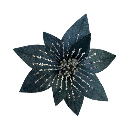 Blue Silver Poinsettia 30cm