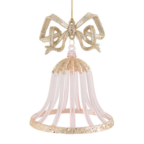 Pink Gold Bow Bell Hanging 13cm