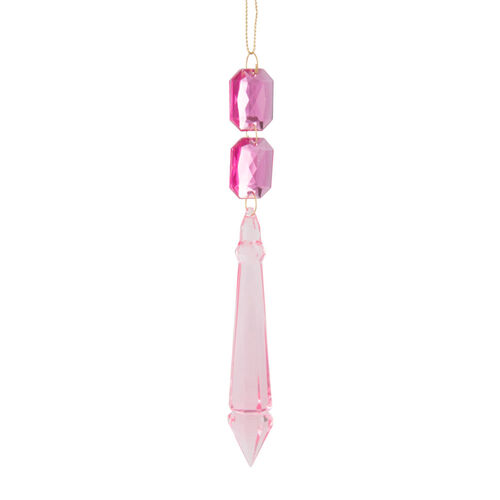 Jewel Drop Narrow Pink Hanging 18cm