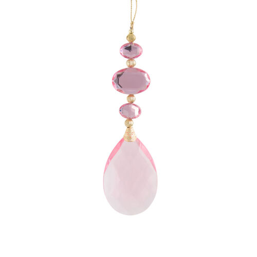 Jewel Drop Wide Pink Hanging 15cm