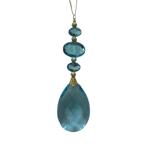 Jewel Drop Wide Teal Hanging 15cm