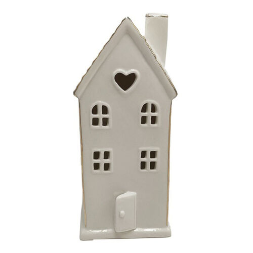 White Ceramic LED Heart House Large 21cm