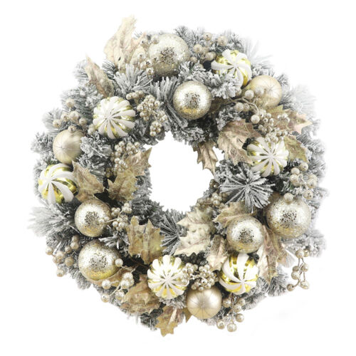 Champagne Holly Wreath 60cm