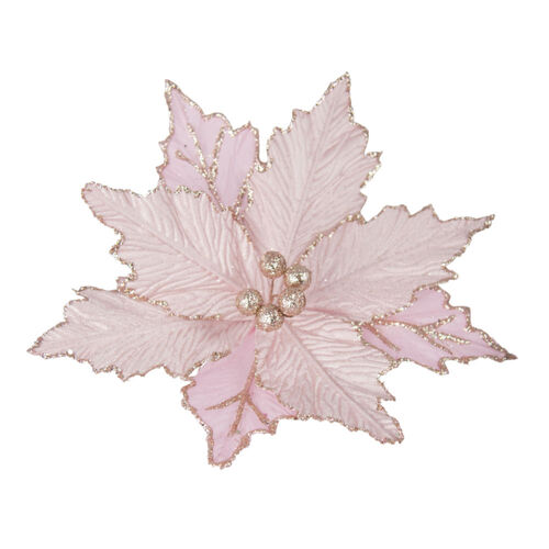 Poinsettia Pink Glitter Edge 26cm