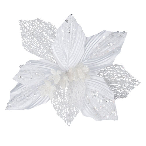 Poinsettia White Solid & Sheer 30cm