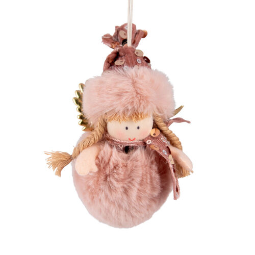 Fabric Pink Hanging Angel w. Body 10cm