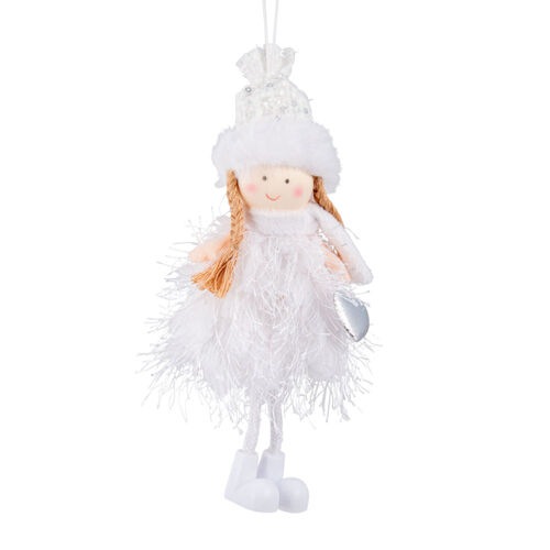 Fabric White Hanging Angel 19cm