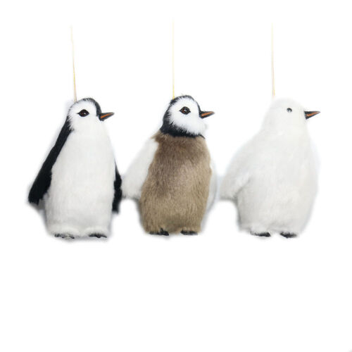 Faux Fur Penguin Hanging 12cm 1pc
