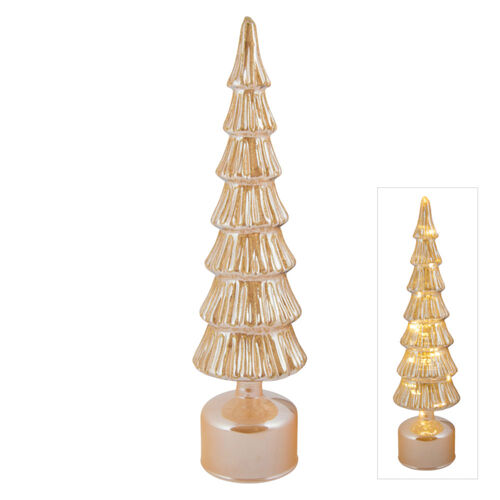 Rotating LED Tree Gold Glass Large 41cm