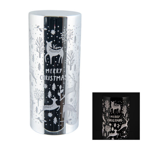 Electro LED Christmas Pillar Silver Large 25cm