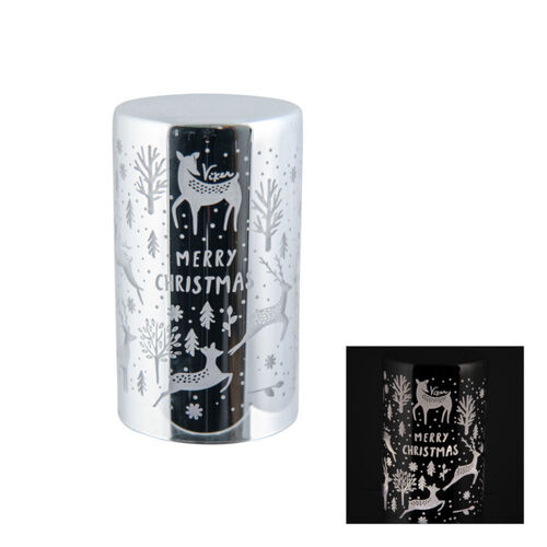 Electro LED Christmas Pillar Silver Small 20cm