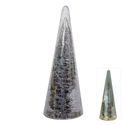 Mercury Glass LED Cone Tree Silver Large 41cm