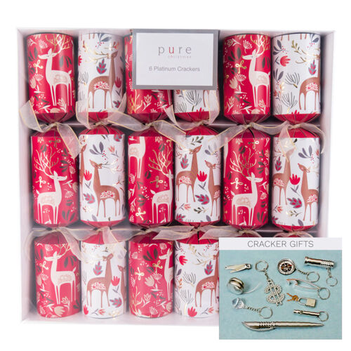 Platinum Cracker Box 6 Red White Reindeer 36cm