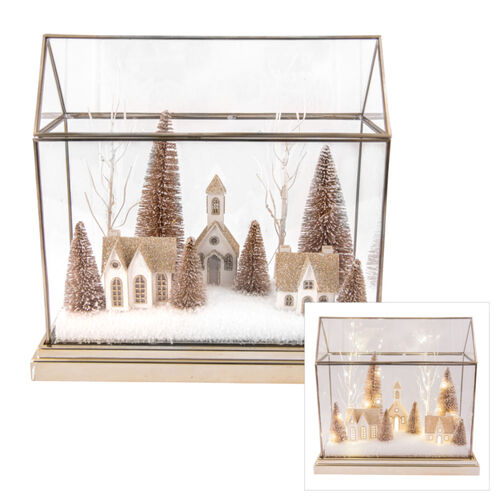 House Scene w. LED Lights Champagne 33cm
