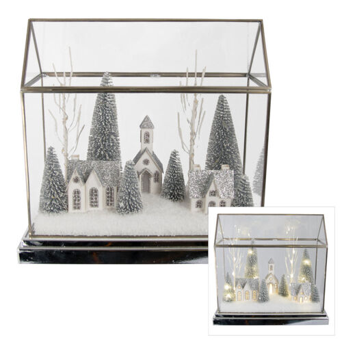 House Scene w. LED Lights Silver 33cm