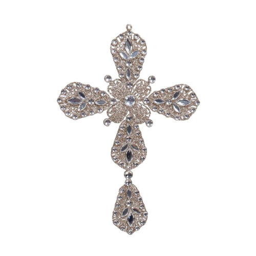 Wire Champagne Silver Cross 22cm