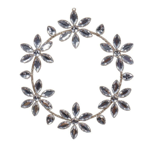 Wire Champagne Silver Flower Wreath 22cm