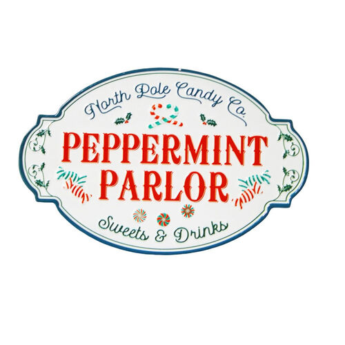 Peppermint Parlor Metal Sign 40cm