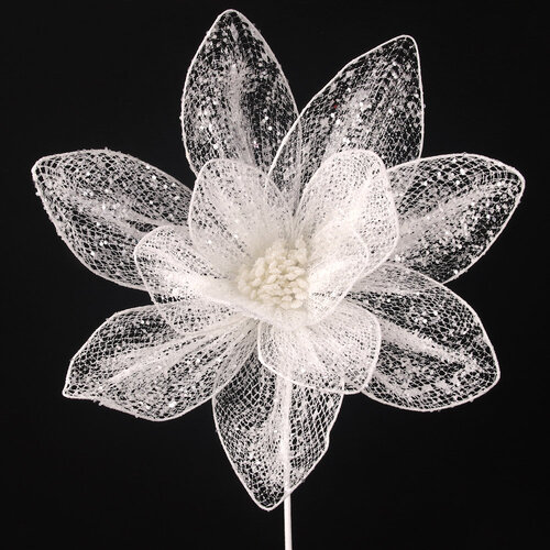 White Organza Finish Poinsettia Stem 50cm