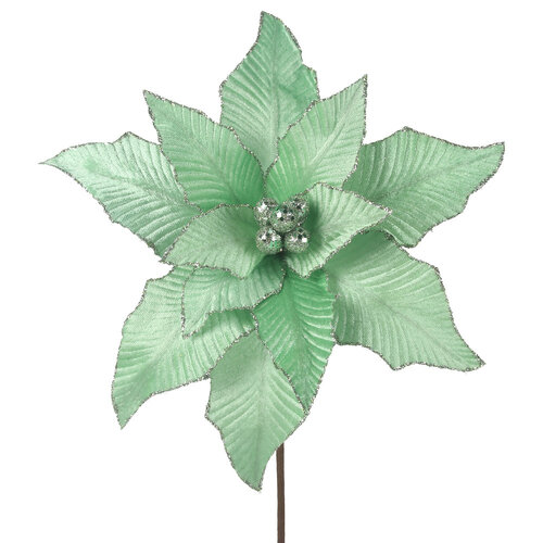 Mint Green Velour Poinsettia 50cm