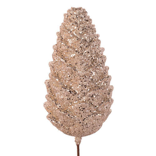 Champagne Glitter Pinecone Pick 46cm