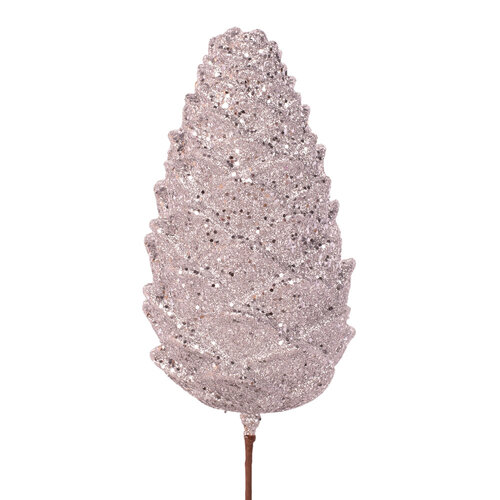 Silver Glitter Pinecone Pick 46cm