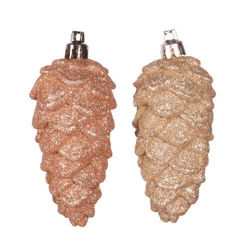 Glitter Pinecones Hanging 3pk 1pc 2 Assorted 9cm