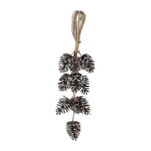 Pinecone Drop including Rope w. Ice Effect 35cm
