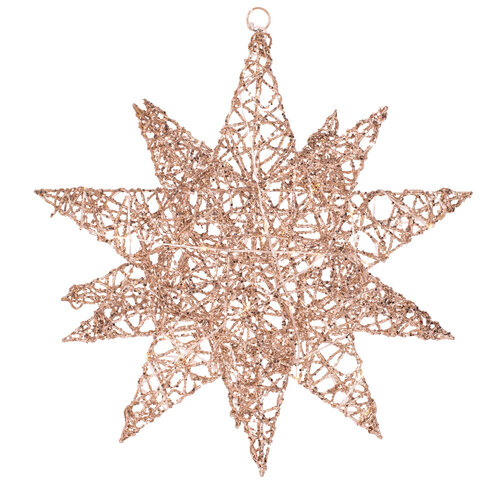Wire & Glitter Celestial Star w. Lights 50cm