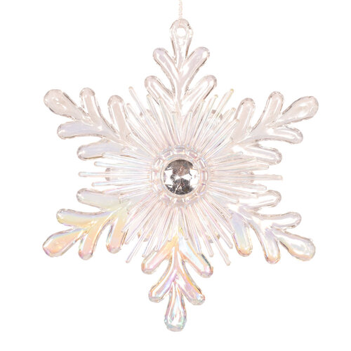 Iridescent Clear Snowflake Hanging 14cm