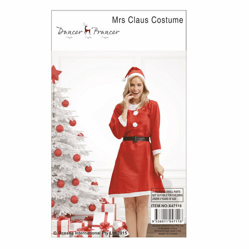 Mrs Claus Costume One Size