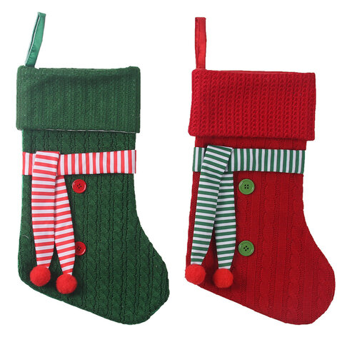 Christmas Stockings w. Scarf 1pc 2 Asst 46cm