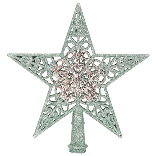 Star Tree Topper Mint & Champagne Glitter 20cm