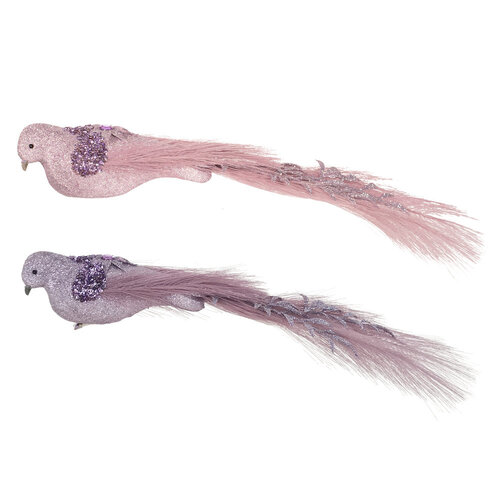 Dusty Pink & Lavender Bird w. Clip 1pc 42cm