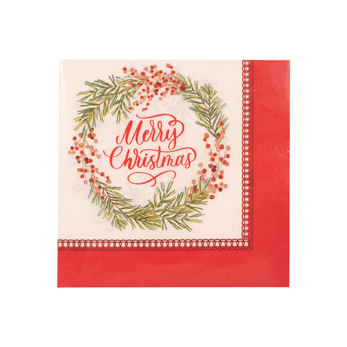 Merry Christmas Napkins 25pk 2Ply 33cm
