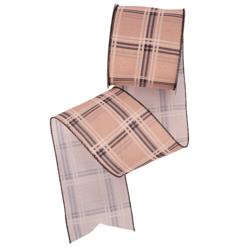 Natural Plaid Ribbon w. Wire Edging 10m